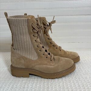 Sam Edelman Lydell Women's Beige/Tan Suede Combat Boots 7 Street Style Gorpcore